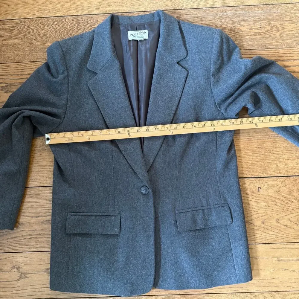 Vintage Pendleton Blazer Gray USA Wool Single Button Classic Jacket Work Fall
